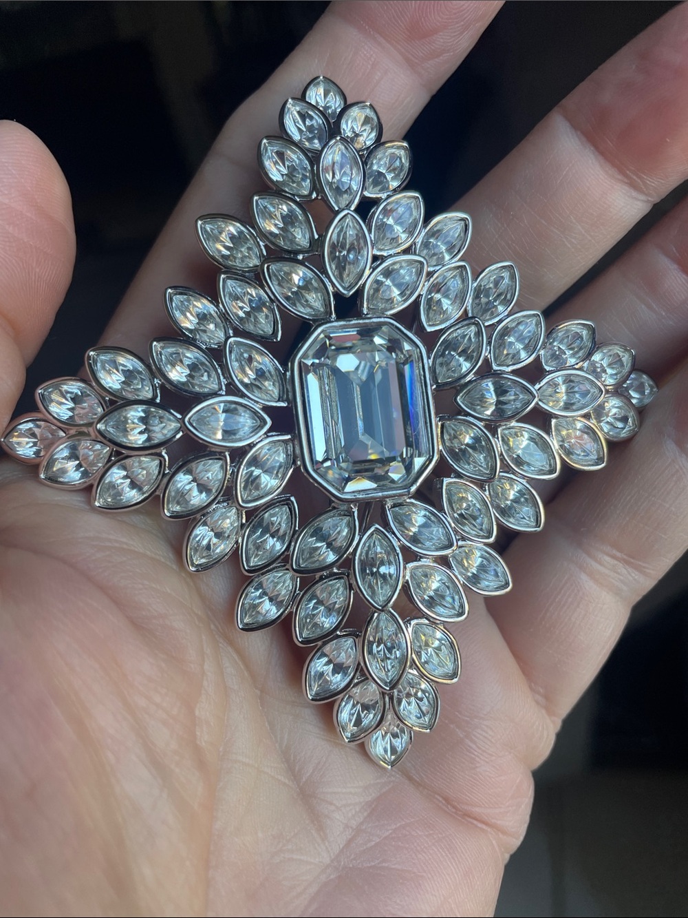 Kenneth Lane Classic Silver-Tone Clear Crystal Brooch - Elegant Woman Jewelry